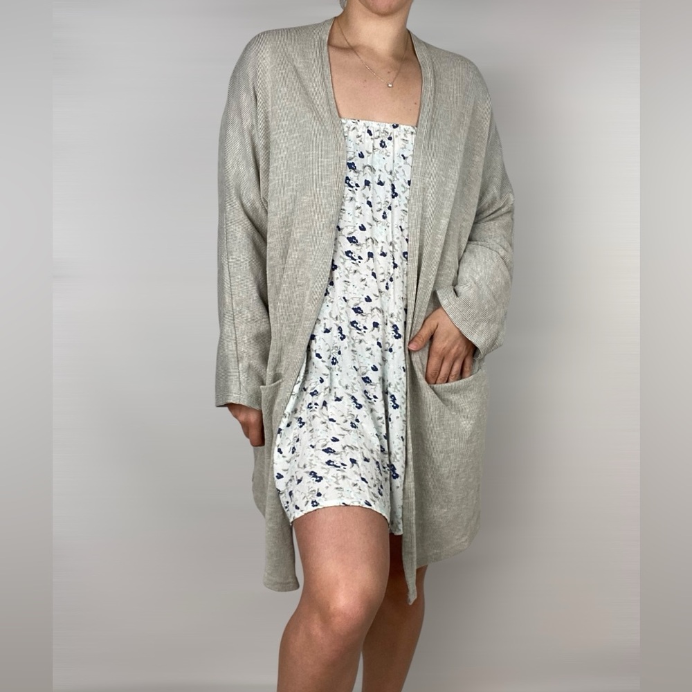 DONNI Ribbed Knit Open‎ Front Cardigan One Size Stretch